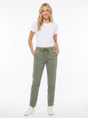 Faherty Olive Green Arlie Day Pants Drawstring Utility Joggers